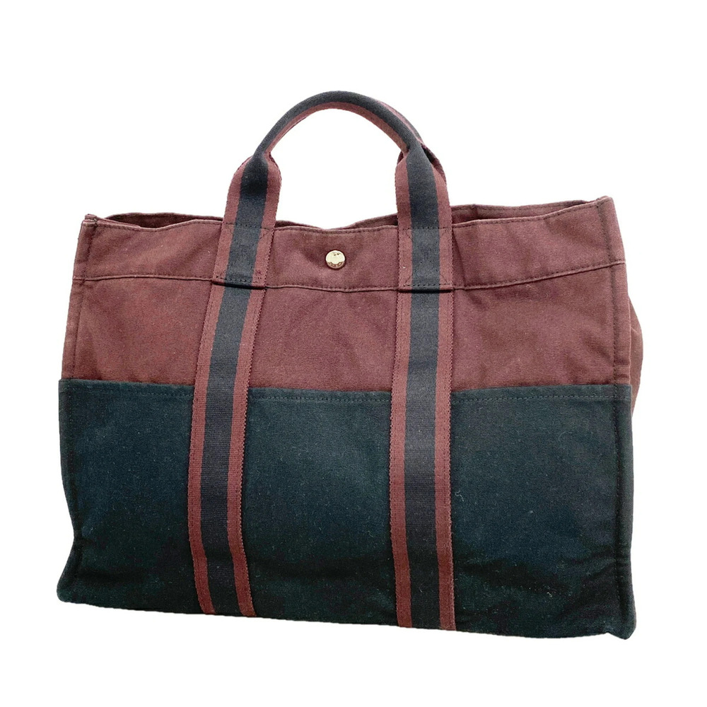 Hermes Fourre-Tout MM Canvas Tote Bag, Bordeaux/Black, for Men and Women